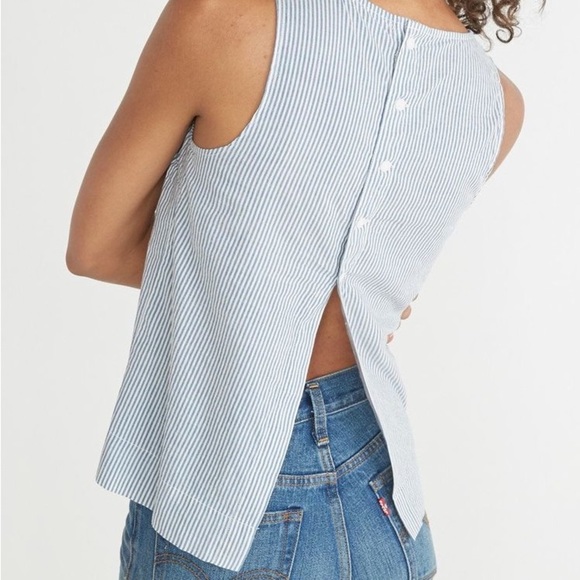 Tristan Blue and White Striped Tank Top - Picture 1 of 14